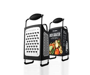 Microplane Râpe 4 Faces avec 4 Styles de Lames: Fine, Ultra Gros Grains, Double Tranchant et Une Lame à trancher - Râpe de Cuisine avec des Lames en Acier Inoxydable