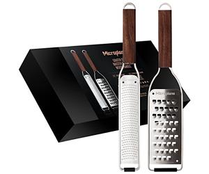 Microplane Set de râpes de cuisine (Zesteur & Très Gros Grains) pour agrumes, fromage à pâte dure, noix de muscade, pomme de terre, courgette et carotte de la Collection Master en bois de noyer