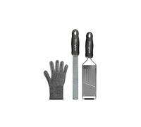 MICROPLANE Set de râpes Gourmet avec gant de protection, 3 pièces, noir noir