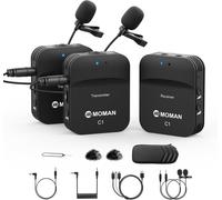 Micros Cravate Sans Fils, C1X 2,4 Ghz Système Microphone Duo Kit Lavalier Mic Pour Appareil Photo Caméra Smartphone Caméscope Enregistreur Laptop Pc, Microphone-Cravate-Sans-Fils-W[GBP6275381]