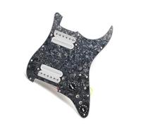 Micros de plaque de protection de guitare professi HH Guitare Électrique Fendue Sortie À Vis Hexagonale 7.5K/15K Préchargée Avec Deux Micros Pickguard À Double Bobine(Bk pearl w WH)