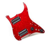 Micros de plaque de protection de guitare professi HH Guitare Électrique Fendue Sortie À Vis Hexagonale 7.5K/15K Préchargée Avec Deux Micros Pickguard À Double Bobine(Red pearl w BK)