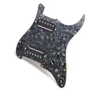 Micros de plaque de protection de guitare professi HH Guitare Électrique Fendue Sortie À Vis Hexagonale 7.5K/15K Préchargée Avec Deux Micros Pickguard À Double Bobine(Bk pearl w BK)