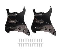 Micros Guitare Electrique Single Coil, Clear Sound, 11 Trous, Précâblé Blanc-Excellente Tonalité, Installation Facile, Compatible Pickguard Guitare HSS Alnico 5 Telecaster Thinline (nègre)