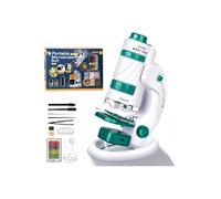 Microscope 3 en 1 pour enfants, 5 lames, lumière LED, 60x-180x, dès 6 ans