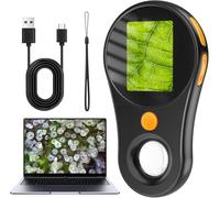Microscope à Main 200X pour Adultes/Enfants, minimicroscope de Poche avec écran IPS 2.0'' et 8 LED Ajustables, Microscope numérique Rechargeable, Compatible PC View avec Windows - Noir