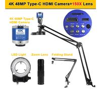 Microscope à souder avec objectif Zoom 1-150X HD 4K 48MP 1080P, caméra industrielle Type C HDMI, Microscope numérique vidéo pour l'électronique A Set
