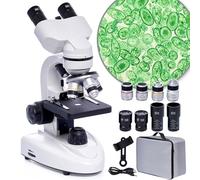 Microscope Binoculaire 200X-5000X Professionnel Microscopique Pour Adultes Étudiants Laboratoire École Domicile Avec Composés Avec Multiplicateur 6X Accessoires Étui de Transport Binocular Microscopes