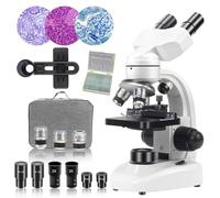 Microscope binoculaire composé 40X-2000X, WF10X WF25X avec Lames de Microscope (30 pièces),Platine Mécanique, pour l’école, Le Laboratoire, l’éducation à Domicile pour Les étudiants Adultes