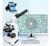 Microscope binoculaire composé avec oculaire électronique USB, grossissement 40-10000x, compatible Windows/Mac, comprend 100 lames vierges