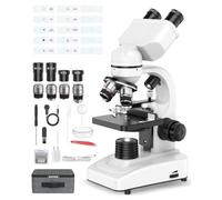 Microscope binoculaire composé pour adultes et enfants : microscope à grossissement 40 x 1 000 x avec éclairage LED et étui de rangement - Compatible pour laboratoire, école, éducation à domicile pour