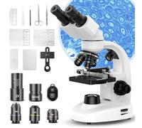 Microscope binoculaire composé pour adultes, professionnels et enfants, grossissement 40X-2000x avec éclairage LED, scène mécanique, oculaires WF10x et WF25x, compatible pour laboratoire, école