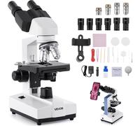 Microscope binoculaire pour adultes VEVOR, set de microscope professionnel avec grossissement 40-5000 fois & microscope à deux niveaux & 2 jeux d'oculaires, microscope composé y compris lumière LED &