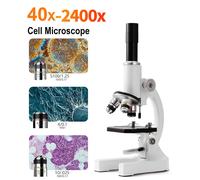 Microscope biologique optique monoculaire 40X-2400X pour les élèves des écoles, microscope pour expériences scientifiques en biologie 2400X
