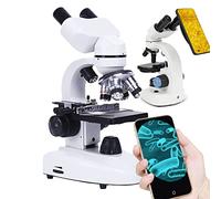 Microscope Composé Binoculaire 40x-10000x LED, avec Ensemble De Lames De Microscope/Adaptateur De TéLéPhone, pour Adultes, Enfants, éDucation à Domicile en Laboratoire Scolaire