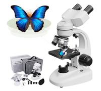 Microscope composé binoculaire à LED à grossissement 40X-1000X USCAMEL avec oculaires à Champ Large 10X 25X, Lames de Microscope, adaptateurs de téléphone, Papier de Nettoyage