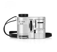 Microscope de poche 60X avec détection d'argent et lumière LED pour évaluation de bijoux et vérification des devises en verre avec lumière