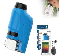 Microscope de Poche à Zoom 60-120x for Enfants - Mini Microscope Portable avec lumières LED, Jouet Scientifique éducatif for l'exploration en Plein air(Blue B)