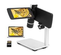 Microscope de poche Andonstar AD203, avec écran de 4 pouces, adapté aux enfants et aux adultes, noir avec support, compatible avec Windows Mac PC, prise de photos et de vidéos, microscope USB portable