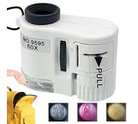 Microscope de poche éclairé, microscope pour 60x éclairé par LED portable | Facile à utiliser avec batterie bouton intégrée, aide à l'enseignement pour adultes, débutants, observation