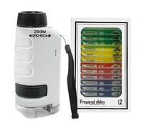 Microscope de poche, outil de zoom 60 x 120x, lentille à grossissement élevé, fonction d'éclairage LED, appareil d'apprentissage compact, améliore la curiosité, facile, parfait pour les étudiants