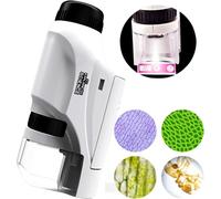 Microscope de poche portable 60-120x , Jouet éducatif avec LED et support pour téléphone portable