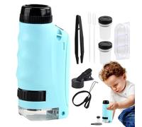 Microscope de poche pour enfants, microscope portable pour enfants, jouet de microscope à main grossissant 250X pour enfants, lumières LED microscope d'exploration en plein air portable enseignement