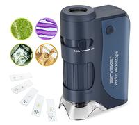 Microscope de poche pour enfants, microscopes portables avec zoom 60X-120X avec LED, mini microscope portable avec 5 lames de microscope pour apprendre, éducation et exploration