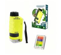 Microscope de Poche pour Enfants, Pocket Microscope Portable avec LED (60-120x), Mini Scope pour étudiants avec 12 Lames, Petit Scope Enfant pour l'observation Biologique