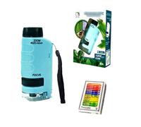 Microscope de Poche pour Enfants, Pocket Microscope Portable avec LED (60-120x), Mini Scope pour étudiants avec 12 Lames, Petit Scope Enfant pour l'observation Biologique