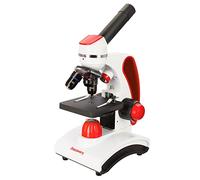 Microscope éducatif Portable en métal pour débutants et Enfants Discovery Terra Gravity avec Livre coloré en polonais, Rouge