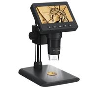 Microscope électronique à écran de 4,3 pouces avec résolution HD 1080P, microscope de bureau de réparation industrielle 1000x(Black)