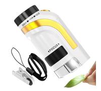 Microscope Enfant - ABS PP 5,6x3,6x10cm 50x 300x | Digiscope Portable Avec Lumière LED | Jouet Scientifique Éducatif STEM Visionneuse Poche Compacte Pour Exploration xtérieur Anniversaire Noël