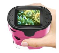 Microscope Enfant [Kit Complet] - Microscopes de Poche Numérique Écran 4K Mini Rechargeable Portable Cadeau Jouets Éducatif pour Enfants 4-12 Ans avec Carte 32Go, Coffret EVA, Lames Préparées