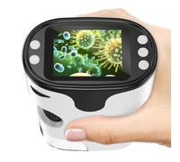 Microscope Enfant [Kit Complet] - Microscopes de Poche Numérique Écran 4K Mini Rechargeable Portable Cadeau Jouets Éducatif pour Enfants 4-12 Ans avec Carte 32Go, Coffret EVA, Lames Préparées