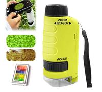 Microscope Enfant, Microscope Enfant Portable 60x-120x, Petit Scope avec Lamelles, Microscopes Miniature pour Laboratoire Scientifique (Jaune)