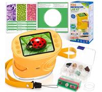 Microscope Enfant Portable 1000X avec Fonction Photo et Vidéo, Jouet Enfant 3-12 Ans, Microscope de Poche avec 12 Lames, 8 Échantillons, Idée Éducatifs Cadeau d’Anniversaire pour Garçons et Filles