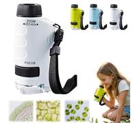 Microscope Enfant Portable 60-120x avec LED - Petit Scope Éducatif pour Enfants, Jouet Scientifique avec 12 Échantillons Inclus, Idéal pour Filles et Garçons, Cadeau Éducatif (Blanc)