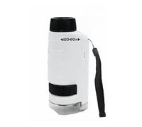 Microscope Enfant Portable 60x-120x, Microscope de Poche Éducatif avec LED, Petit Scope Enfant avec Lamelles | Jouet Scientifique Filles Garçons 4-16 Ans (Blanc)