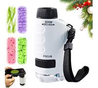 Microscope Enfant Portable 60x-120x Microscope de Poche Éducatif avec LED Petit Scope Enfant avec Lamelles Jouet Scientifique