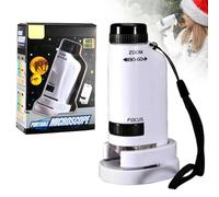 Microscope Enfant Portable, Pocket Microscope Portable avec LED (60-180x), Petitscope de Poche Enfant Partir de 3 Ans, Microscopes, Etudiants, Adultes, Cours de Biologie Scolaire (Blanc)