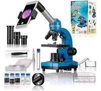 Microscope étudiant BIOLUX SEL - BRESSER JUNIOR - grossissement 40x-1600x - kit d'expérimentation - bleu