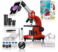 Microscope étudiant BIOLUX SEL - BRESSER JUNIOR - grossissement 40x-1600x - kit d'expérimentation - rouge