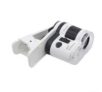 Microscope manuel avec lumière blanche LED pour découvertes en plein air | Grossissement 60x, lumière LED blanche intégrée, idéal pour les feuilles et les tissus, clip pour smartphone inclus