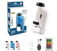 Microscope, Microscope De Poche Votre Petit Scientifique Miniscope, Mini Microscope Portatif Mini Scope Microscope Portable, Microscope pour Enfants Mini Scope Portatif pour Enfants (Blanc)