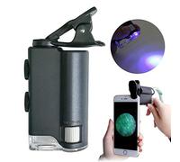Microscope, Microscope de téléphone mobile, 60x / 100x avec clip portable Loupe poche verre LED UV Light F Jade Identification