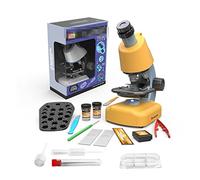 Microscope, Microscope pédagogique 800x for enfants, expériences scientifiques, apprentissage des étudiants, microscope d'introduction HD, Grossissement élevé(Yellow With cell phone holder)