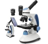 Microscope monoculaire, Microscope Biologique composé (40X-2000X), avec Adaptateur pour téléphone Portable, focalisation coaxiale : 14 mm, pour l'enseignement.,40X-2000X