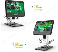 Microscope numérique 8,5 pouces LCD -écran de 5x à 1200x 1280x800 réglable 1080p -outil de soudage de gamme avec 2 lumières de remplissage