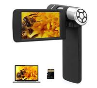 Microscope numérique à Main avec écran Microscope Portable LINKMICRO pour Adultes et Enfants, 200X, 0.47lb, 2000mAh, 8LED, 1080p, Compatible Windows Mac, Carte SD 32G Incluse